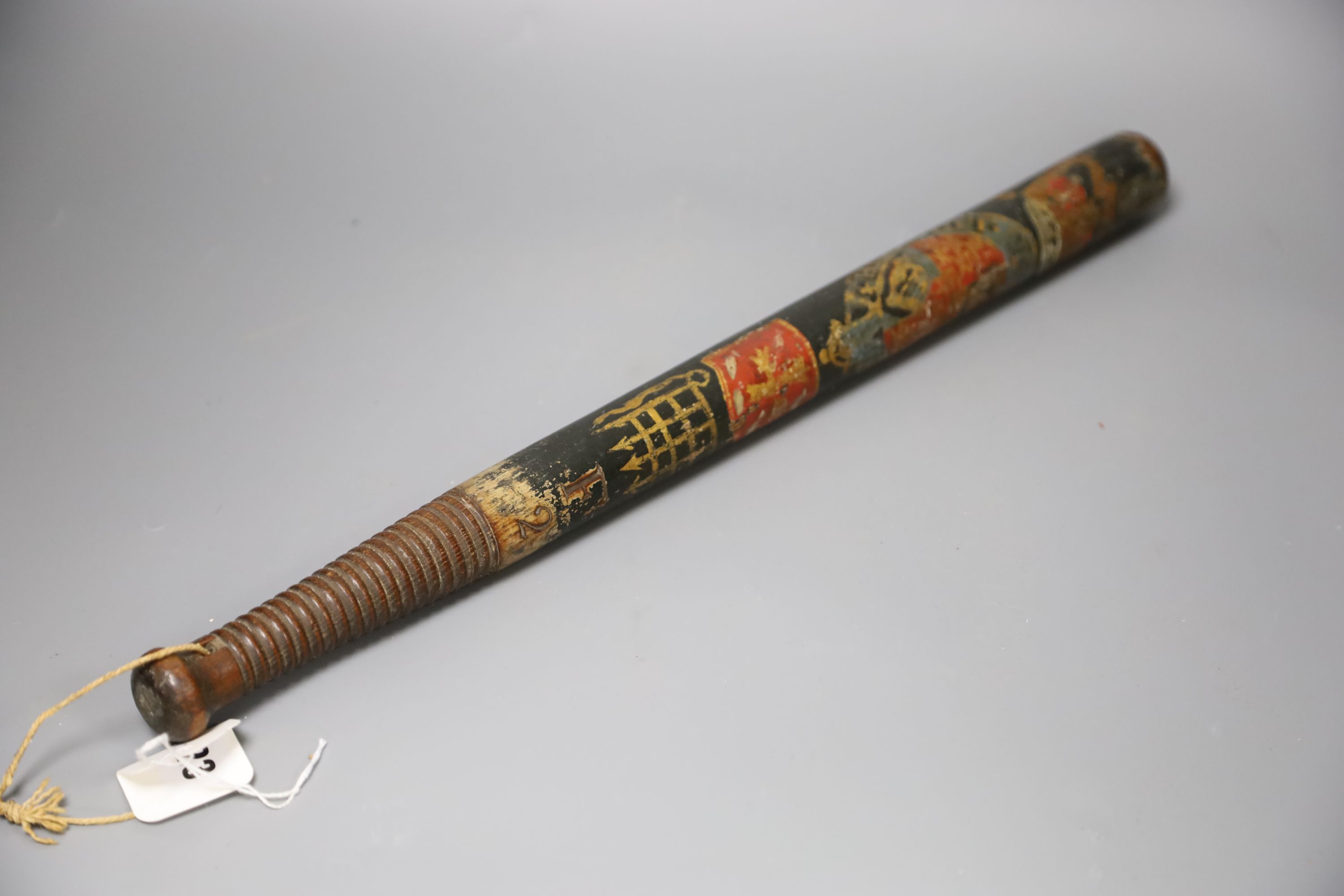 A hand-painted George IV truncheon, length 48cm